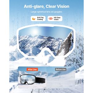 Occhiali da Sci Revo con Rivestimento Arancione, Lente Cilindrica OTG, Antiappannamento, per Uomini, Donne e Giovani, Montatura in TPU, Ventilazione, Compatibili con Casco - Product Image 2