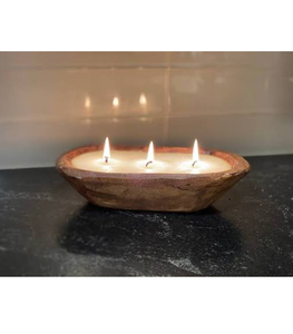 Cuenco de madera para velas para el Día de San Valentín, cuenco cuadrado de madera estilo rústico con cinco mechas, decoración ecológica para el hogar - Product Image 2
