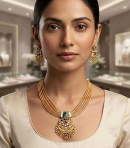 Wholesale High Quality New Vintage Gold Plated Crystal <b>Bridal</b> <b>Jewelry</b> <b>Set</b> Long Mala Necklace Earrings Maang Party Wedding Third - Product Image 1