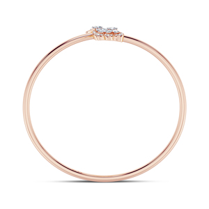 Bague en or rose ovale avec diamant poire, style floral vintage, bande ouverte, bijoux de mariage et de fête pour femme - Product Image 2