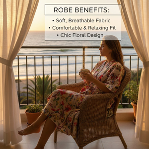 ชุดนอนคิโมโนผ้าฝ้ายทอมือรักษ์โลก คอวี แขนยาว ลายพิมพ์นกป่า สำหรับผู้หญิง ชุดคลุมยาวหรูหรา ยั่งยืนได้ - Product Image 4