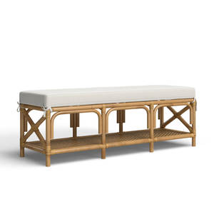Banc moderne en bois et rotin pour l'entrée ou le salon Global Furniture - Product Image 3