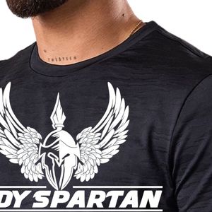 Men’s Black Space Dye Performance Training T Shirt Crew Neck Short Sleeve <b>Athletic</b> Gym Workout Running Casual Sportswear Tee - Product Image 3