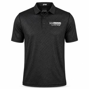 Camiseta de Pickleball para Hombre, Negra, Sólida, Absorbente de Humedad, Manga Corta, Corte Regular, Logotipo Personalizado, 100% Poliéster, Deportiva - Product Image 1
