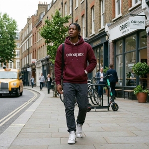 <b>Mens</b> <b>Burgundy</b> Fleece <b>Hoodie</b> Custom Logo Pullover Sweatshirt Casual Streetwear Hooded Sweatshirt Wholesale Clothing - Product Image 4