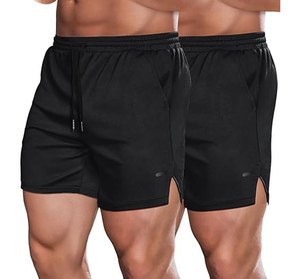 Pantalones Cortos Deportivos de Secado Rápido para Hombre, de Color Sólido, con Cordón Ajustable, Cintura Media, Tejido de Poliéster, Casuales, Verde Oliva, Negro - Product Image 4