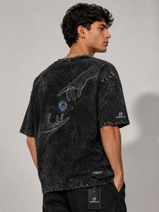 Venta al por mayor de camisetas de punto para hombre de alta calidad, 100% algodón, personalizables, transpirables, ecológicas, de corte oversize, con lavado ácido. - Product Image 5