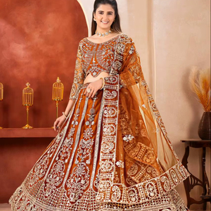 Latest Traditional Women Wedding Diwali Party Festival Wear Recycled <b>Materials</b> Lehenga Choli with <b>Sequins</b> Embroidery - Product Image 1