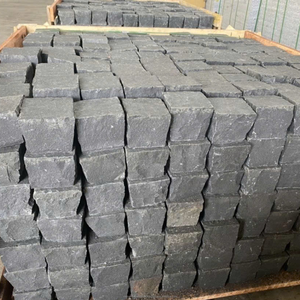 Prêt à expédier des pavés de basalte noir haut flambé tous les côtés cueillette à la main 10x10x5cm carreaux d'extérieur pour les carreaux de route robustes d'allée - Product Image 4