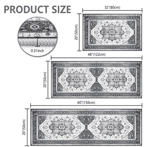Boho Style 3-Piece Non-Slip <b>Kitchen</b> <b>Rug</b> Sets Thick Washable Floor Mats <b>Runner</b> <b>Kitchen</b> Mats - Product Image 2