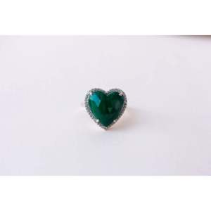 Bague Halo pour Enfants en Platine Plaqué Rhodium avec Malachite Sertie à Griffes, Réglable - Product Image 4