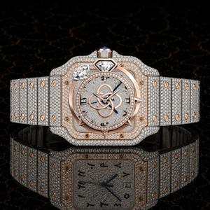 Montre de luxe pour homme en acier inoxydable avec bracelet, style bijoux, sertie de diamants Moissanite - Product Image 1