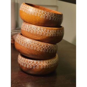 Hand-Painted Acacia <b>Wood</b> Mandala Bowl Wholesale | Artisan Wooden Fruit Bowl - Product Image 1