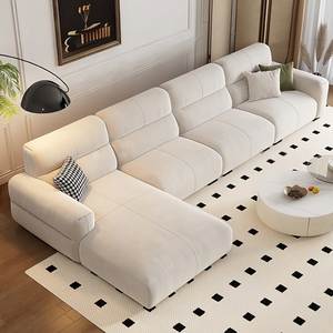 Sofá Seccional Moderno Blanco en Forma de L para Sala de Estar, Sofá Esquinero Tapizado con Chaise Longue - Product Image 2