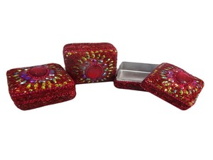 Cajas de Joyería Artesanales Talladas a Mano con Forma Cuadrada, Diseño Étnico con Brillo, Material de Madera y Piedra para Exhibir tus Joyas Favoritas - Product Image 4