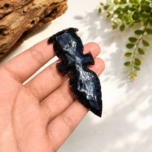 Couteau artisanal en obsidienne noire de 3 pouces – Lame en verre volcanique naturel, style tribal, objet décoratif - Product Image 1