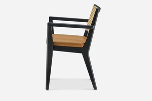 Sillón Moderno Minimalista de Madera de Teca con Asiento y Respaldo de Ratán Tejido a Mano, Silla de Comedor de Cuero Ecológico de Estilo Moderno de Mediados de Siglo - Product Image 3