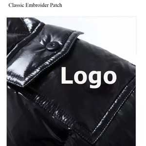 Veste d'hiver rembourrée noire à logo personnalisé pour homme, style designer, pour l'extérieur, en duvet, vente en gros - Product Image 2