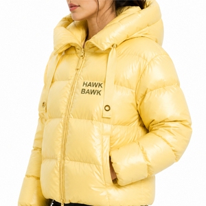 Custom Women Hooded Puffer Jacket <b>Quilted</b> Winter Coat Full Zip Outdoor Outerwear Logo Printing <b>Thick</b> Polyester Outerwear - Product Image 3