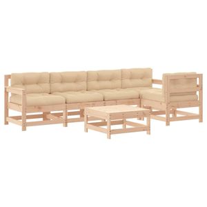 Ensemble de salon de jardin en bois de pin massif beige avec grands accoudoirs réglables - Product Image 2
