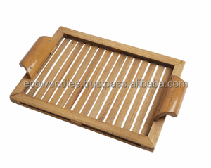 Flourish Hand-Carved Eco-Friendly Solid Wood Bamboo Coffee Table Tray <b>Single</b>-Tier for Hotels Restaurants Beverage Tableware - Product Image 4