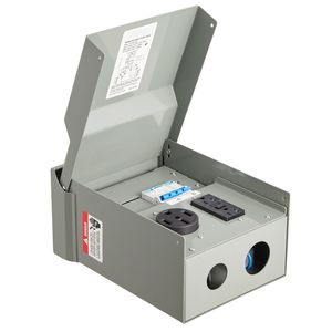 Pannello Presa di Corrente Temporanea 20-50 Amp per RV/EV con GFCI NEMA 50 Amp e Presa 20 Amp 220V, Pannello Elettrico Pre-Cablato - Product Image 5