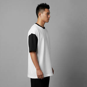 เสื้อยืดโอเวอร์ไซส์ผู้ชายรุ่นใหม่ล่าสุดปี 2026 สีขาวดำตัดกัน แขนสั้น สไตล์สตรีท พิมพ์ลายตัวอักษร คอกลม ทรงพอดีตัว - Product Image 6