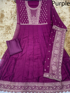 Traje de boda de moda indio ecológico bordado trabajo Anarkali Kurti vestido Dupatta para mujeres niñas largo Georgette Natural para - Product Image 3