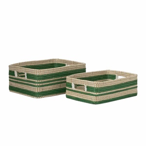 Panier rustique tressé en jonc de mer écologique, le plus vendu, pour rangement domestique durable, par le fabricant Vietrustic - Product Image 1