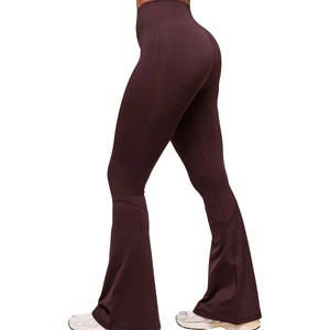Premium <b>Brown</b> Flare Yoga Pants Women High Waisted Bootcut Gym Leggings Tummy Control Wide Leg Workout Tights Activewear - Product Image 3