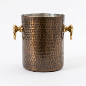 Hammered Copper Ice Bucket Round Shape Metal Industrial Style Handmade Wine Cooler <b>Bar</b> ware Party Beverage Cooler - Product Image 6