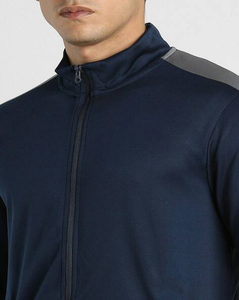 Men's Navy Blue Tracksuit <b>Set</b> Stand Collar <b>Knitted</b> Breathable Casual Sportswear Autumn Wear - Product Image 4