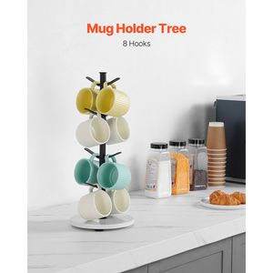 Porta Tazze da Caffè con Base in Marmo e 8 Ganci in Acciaio al Carbonio, Supporto da Banco, Soluzione di Stoccaggio Migliorata per la Cucina - Product Image 2