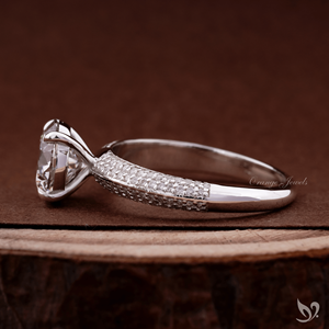 2 CT round cut lab grown <b>diamond</b> IGI certified engagement <b>ring</b> with micro pave band in 10K white gold <b>ring</b> - Product Image 3