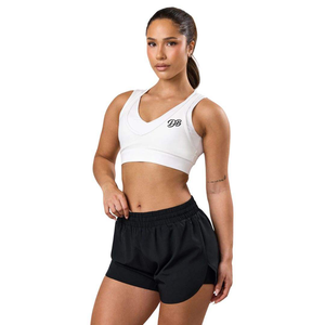 Sujetador Deportivo con Logotipo Personalizado, Cuello en V, Blanco, para Mujer, con Soporte Alto, Acolchado, para Gimnasio, Fitness, Top Corto, Ropa Deportiva al por Mayor - Product Image 4