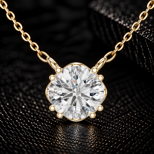 จี้เพชรทรงกลมเพาะเลี้ยงในห้องปฏิบัติการ ทองคำแท้ 14K สร้อยคอเพชรเม็ดเดี่ยว 0.50-2.00 กะรัต DEF VVS รับรองโดย IGI เครื่องประดับแฟชั่นชั้นดี ODM - Product Image 1