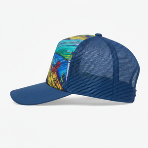 Unisex Mesh <b>Baseball</b> <b>Cap</b> Blue Printed Design Casual Hat For Adults Spring Summer Breathable 100% Polyester - Product Image 2
