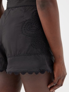Robe trapèze sans manches longueur genou en popeline de coton brodée noire, avec bordure en dentelle et ourlet festonné rayé, grande taille, sexy, ODM exclusif - Product Image 3