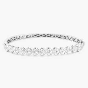 Bracelets joncs en diamant pour femme, à porter au quotidien, empilables, bijoux fins minimalistes, sertissage clos, taille cœur, diamants de laboratoire, or massif 14k 18k - Product Image 4