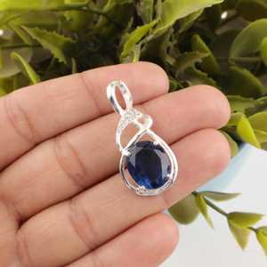 Colgante Clásico de Topacio Azul de Londres con Corte Ovalado, Certificado IGI, Plata de Ley 925, Joyería de Piedra de Nacimiento de Diciembre para Mujer, Regalo Elegante - Product Image 3