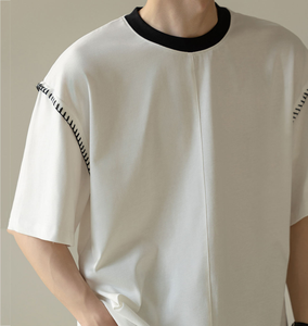 Nouveau T-shirt d'été pour homme à manches courtes, en coton peigné, à col rayé, style décontracté et professionnel, haute qualité à prix bas - Product Image 3