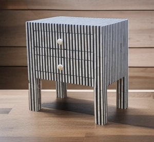 ILAHI's Bone Inlay <b>Drawer</b> Table Modern Design Agate Detailing Three-layer <b>Storage</b> Portable Home Furniture - Product Image 3