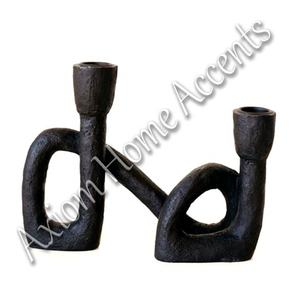 Bohemian Axiom Home Accents Juego de portavelas de metal hecho a mano Soportes cónicos artesanales para mesa de comedor Acabado de mármol Estilo bohemio - Product Image 3