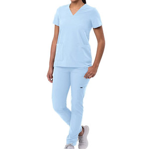 <b>Hospital</b> <b>Scrubs</b> Set Professional Lightweight Breathable Comfortable High Quality Knitted 100% Cotton Medical Uniform for Staff - Product Image 1