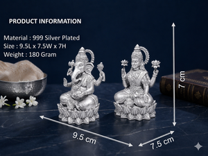 พระลักษมีกานีช งานฝีมือชุบเงินแท้ 999 จาก Jaipur Metals ทำจากทองเหลือง 100% ขนาด 9.5x7.5x7 ซม. น้ำหนัก 180 กรัม ดีไซน์ทันสมัย ทนทาน เหมาะสำหรับตกแต่งบ้านและพิธีบูชา - Product Image 2