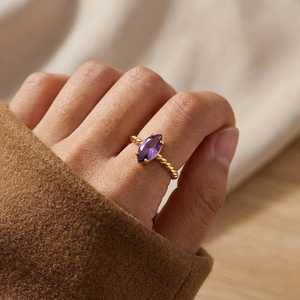 Top Selling Natural Ruby 5x10mm Marquise Cut Prong Setting 14K Gold Plated Brass Christian Bohemian Fashion Women <b>Rings</b> - Product Image 5