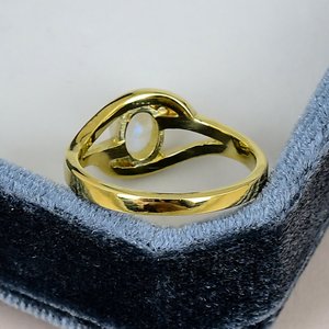 Prong Setting Oval Cut <b>Moonstone</b> Crossover Band <b>Ring</b> Solid 925 Sterling Silver Yellow Gold Plated Women Engagement Birthday <b>Ring</b> - Product Image 3