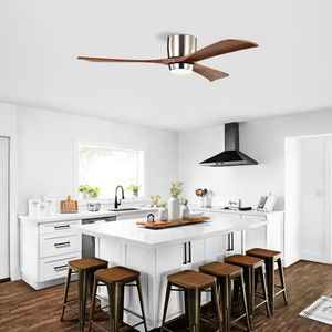 Ventilatore da soffitto a LED da 52 pollici con pale in legno massello, telecomando, motore DC silenzioso, 6 velocità, funzione reversibile, luci QPA - Product Image 4