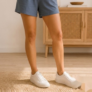 Ensemble de pyjama en jersey de coton et élasthanne respirant pour femmes, avec short, style simple, pour l'été - Product Image 3