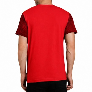 T-shirt décontracté pour homme, col rond, manches courtes, coupe classique, respirant, imprimé, tricoté en polyester 320g, rouge uni - Product Image 2